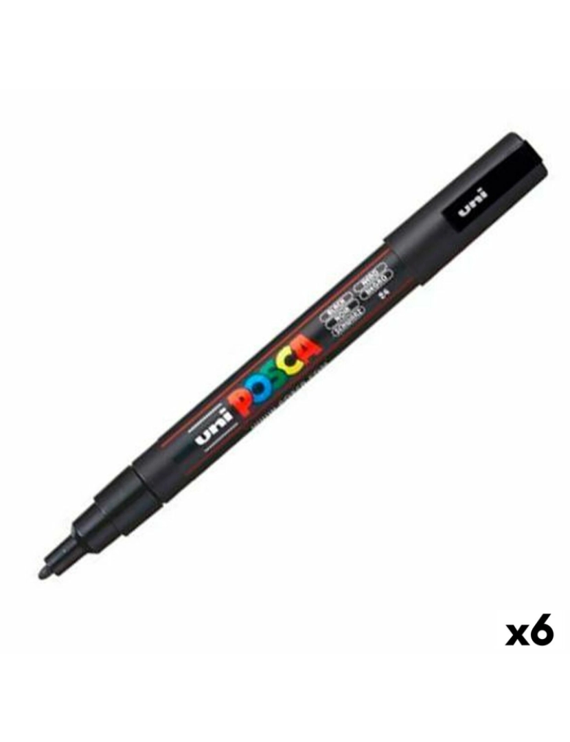 Posca - Rotulador POSCA PC-3M Preto (6 Unidades)