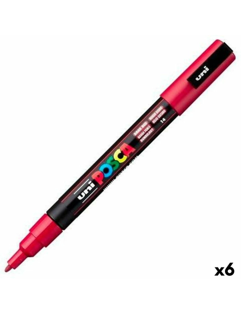 Posca - Rotulador POSCA PC-3M Vermelho Escuro (6 Unidades)