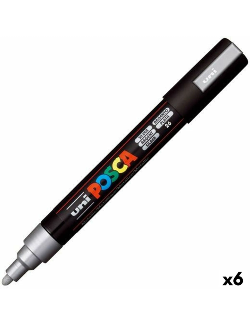 Posca - Rotuladores POSCA PC-5M Prateado (6 Unidades)