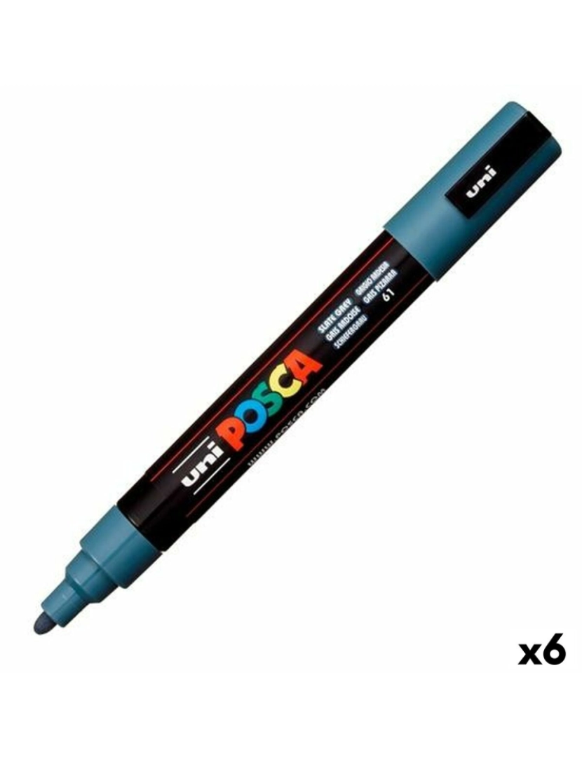 Posca - Rotuladores POSCA PC-5M Cinzento escuro (6 Unidades)