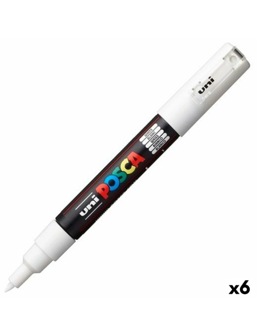 Posca - Rotuladores POSCA PC-1M Branco Preto (6 Unidades) (1 Unidade)