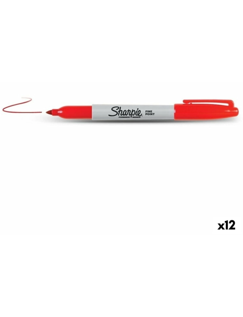 Sharpie - Rotulador permanente Sharpie Fine Point Vermelho (12 Unidades)