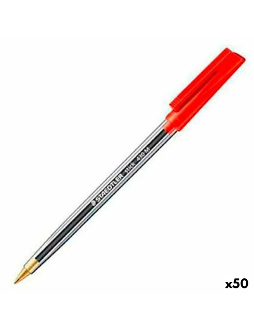 Staedtler - Caneta Staedtler Stick 430 Vermelho (50 Unidades)