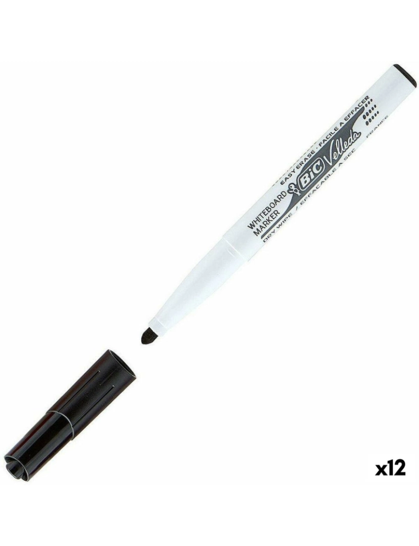 Bic - Rotulador Bic Velleda 1741 Ardósia branca Preto (12 Unidades)