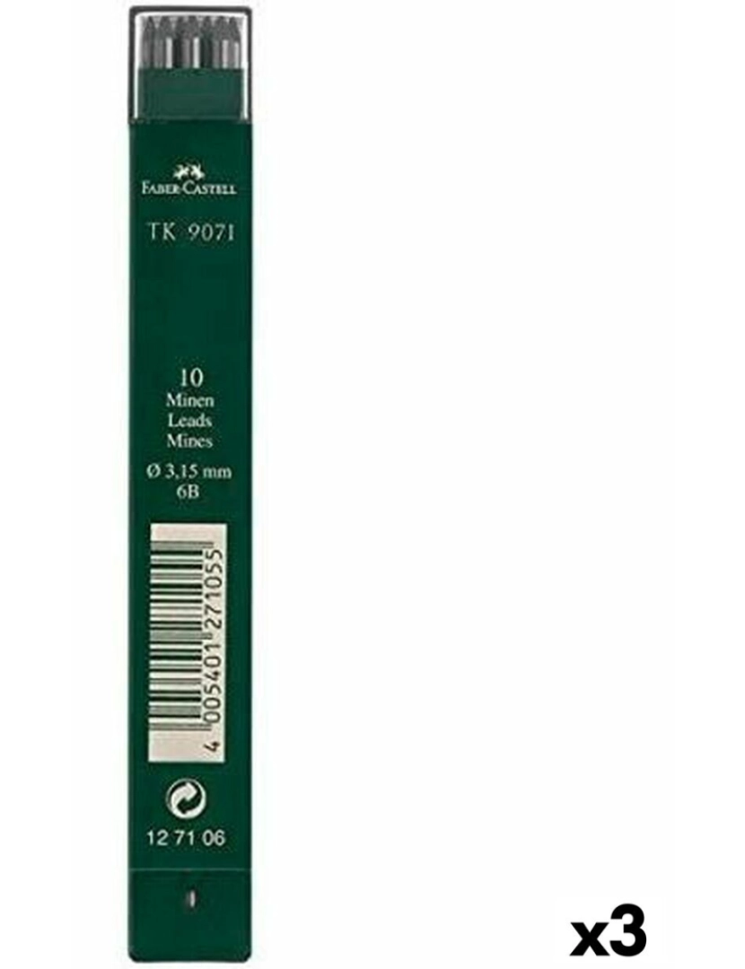 Faber-Castell - Recarga de mina Faber-Castell Madeira 3 Peças 6B