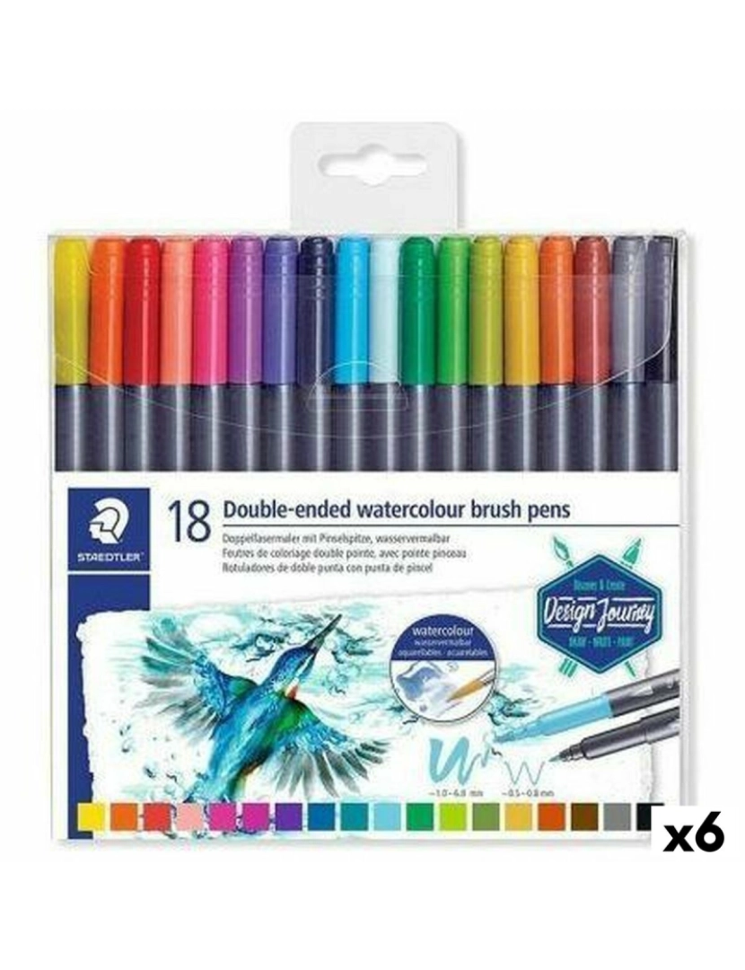 Staedtler - Conjunto de Canetas de Feltro Staedtler Design Journey Ponta dupla (6 Peças) (6 Unidades)