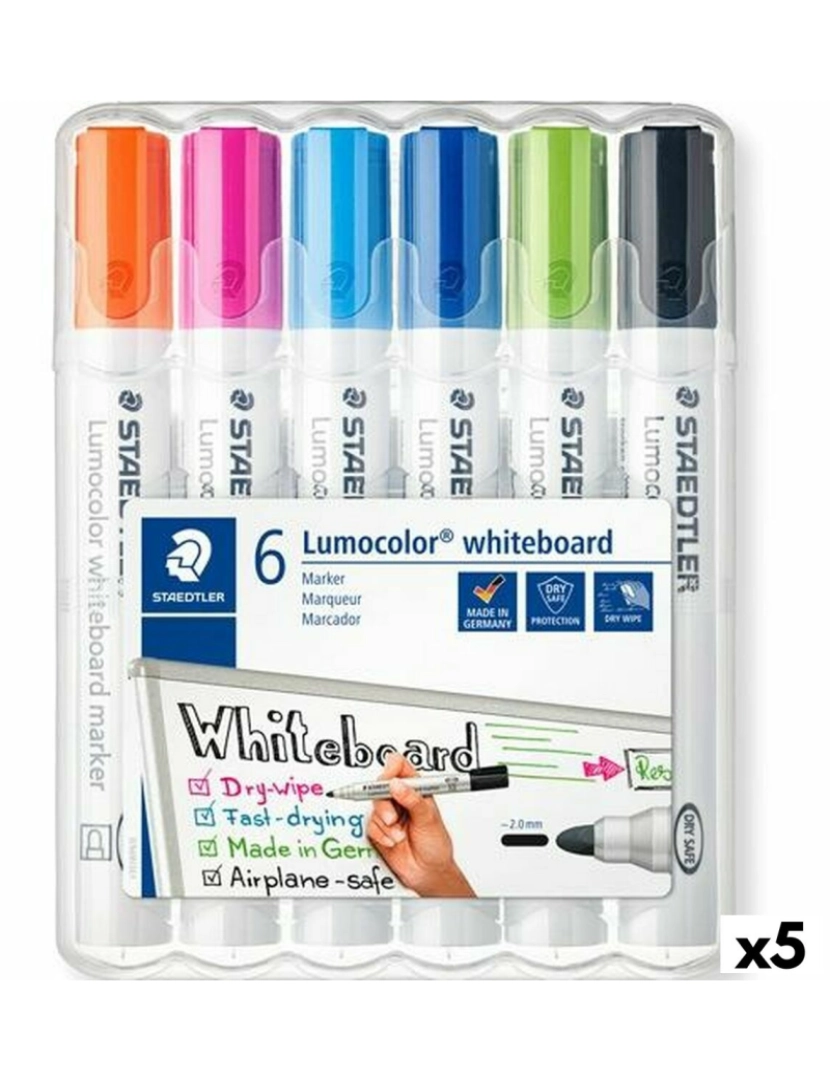 Staedtler - Conjunto de Marcadores Staedtler Lumocolor 351 Ardósia branca 6 Peças (5 Unidades)