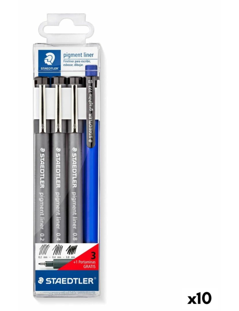 Staedtler - Conjunto de Canetas de Feltro Staedtler Preto (10 Unidades)