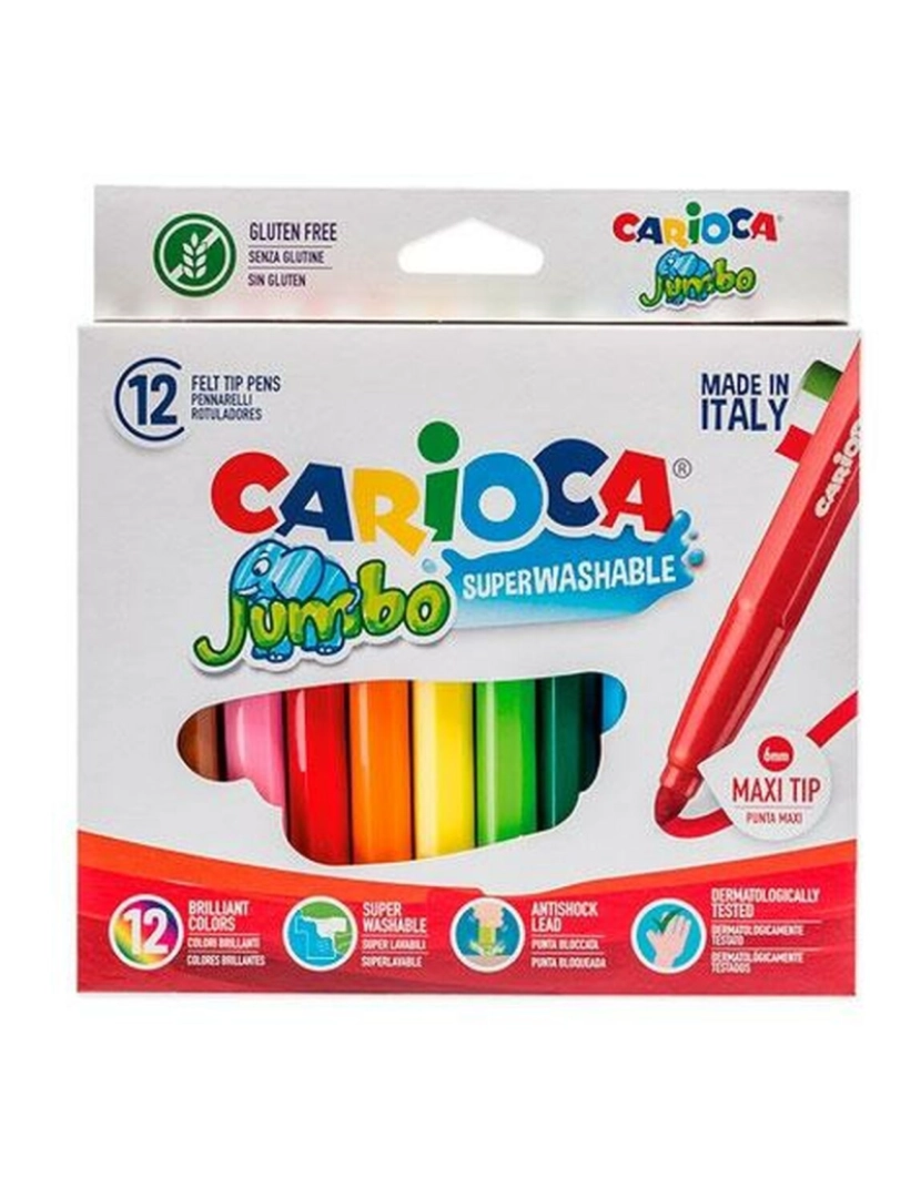 imagem de Conjunto de Canetas de Feltro Carioca Jumbo 12 Peças Multicolor (12 Peças) (4 Unidades)2