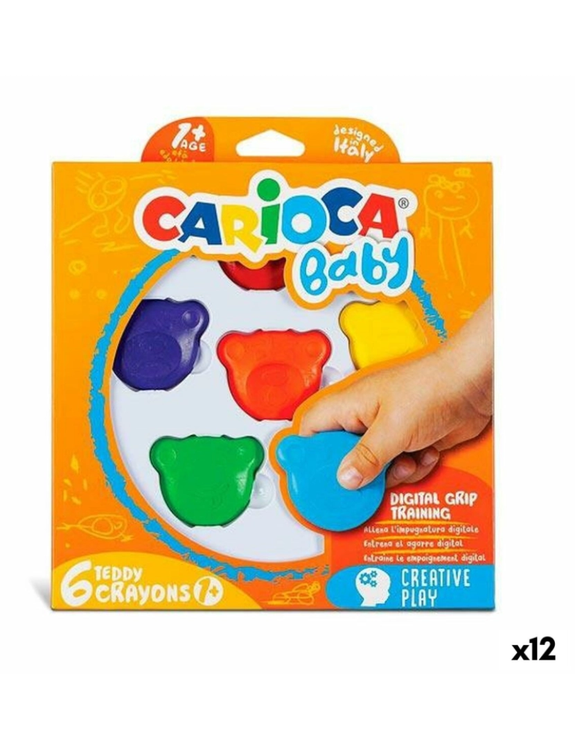 Carioca - Ceras de cores Carioca Teddy 6 Peças Multicolor (12 Unidades)