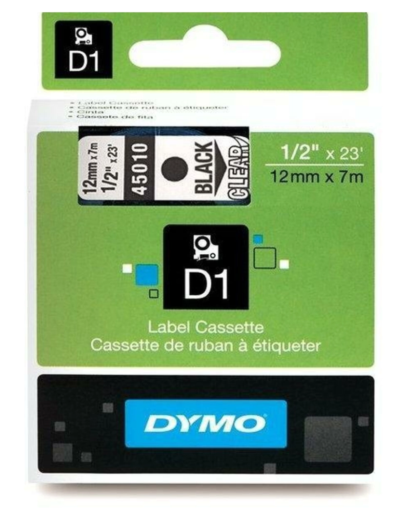 imagem de Cinta laminada para máquinas rotuladoras Dymo D1 45010 12 mm LabelManager™ Transparente Preto (5 Unidades)2