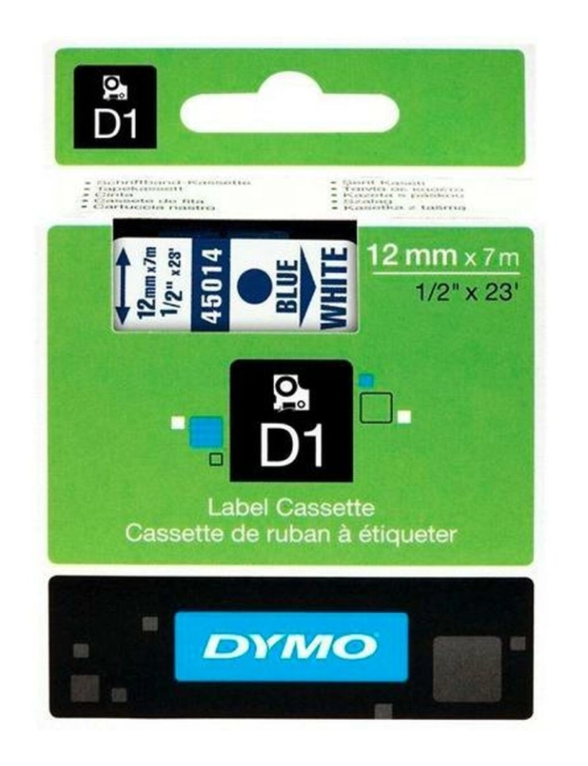 imagem de Cinta laminada para máquinas rotuladoras Dymo D1 45014 12 mm LabelManager™ Branco Azul Preto (5 Unidades)2