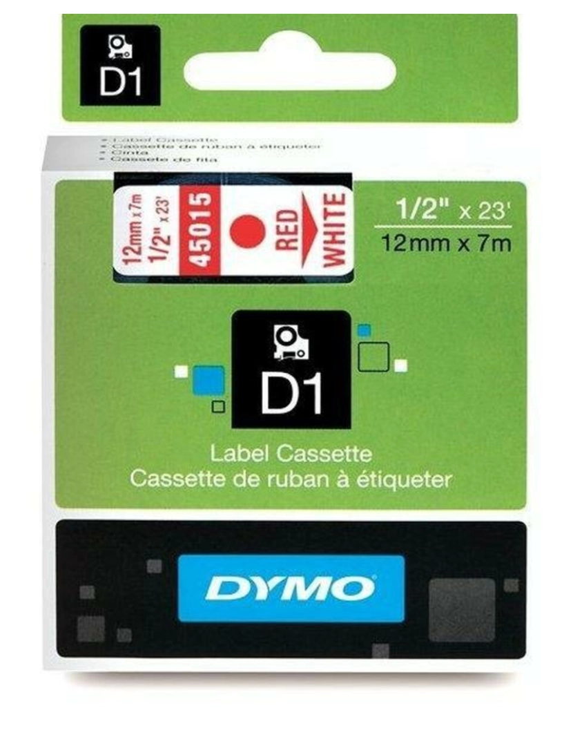 imagem de Cinta laminada para máquinas rotuladoras Dymo D1 45015 12 mm LabelManager™ Branco Vermelho Preto (5 Unidades)2