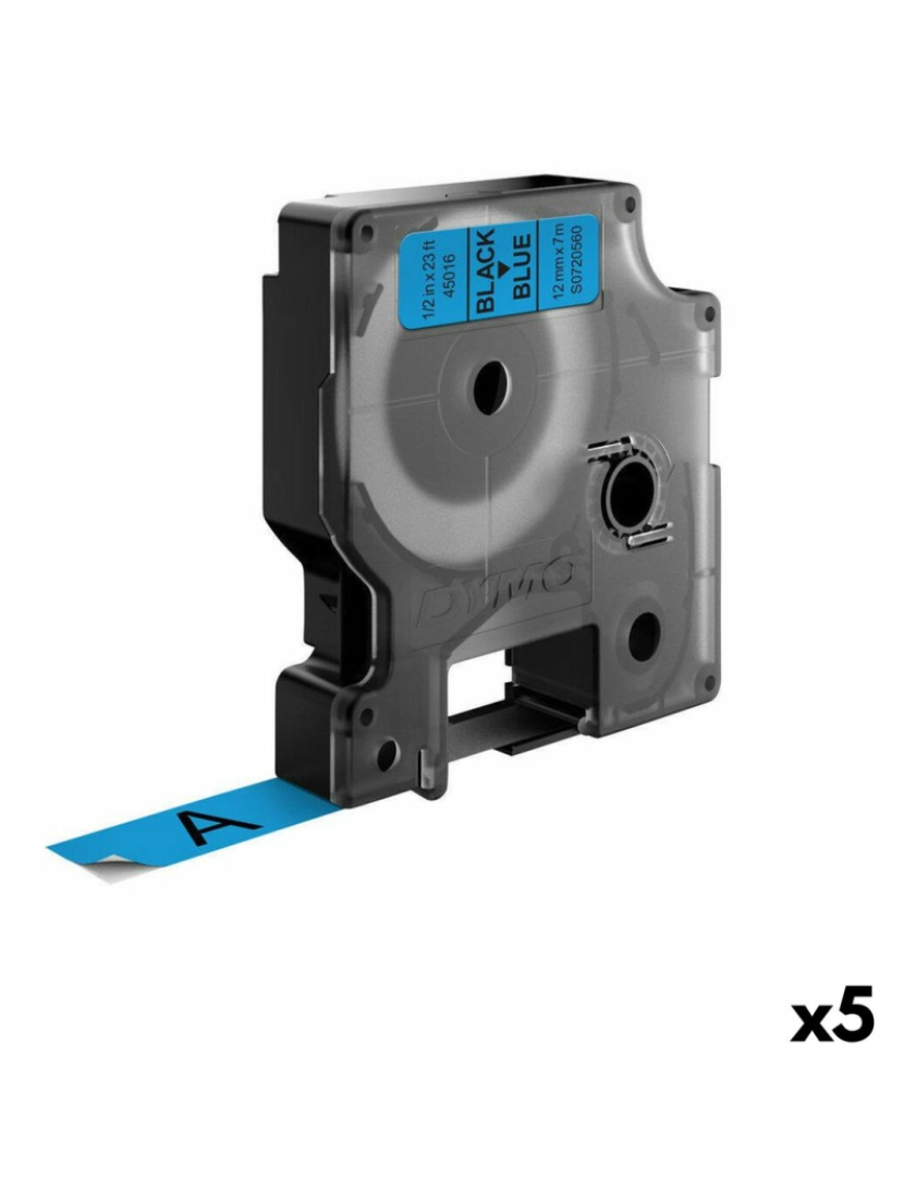 Dymo - Cinta laminada para máquinas rotuladoras Dymo D1 45016 12 mm LabelManager™ Azul Preto (5 Unidades)