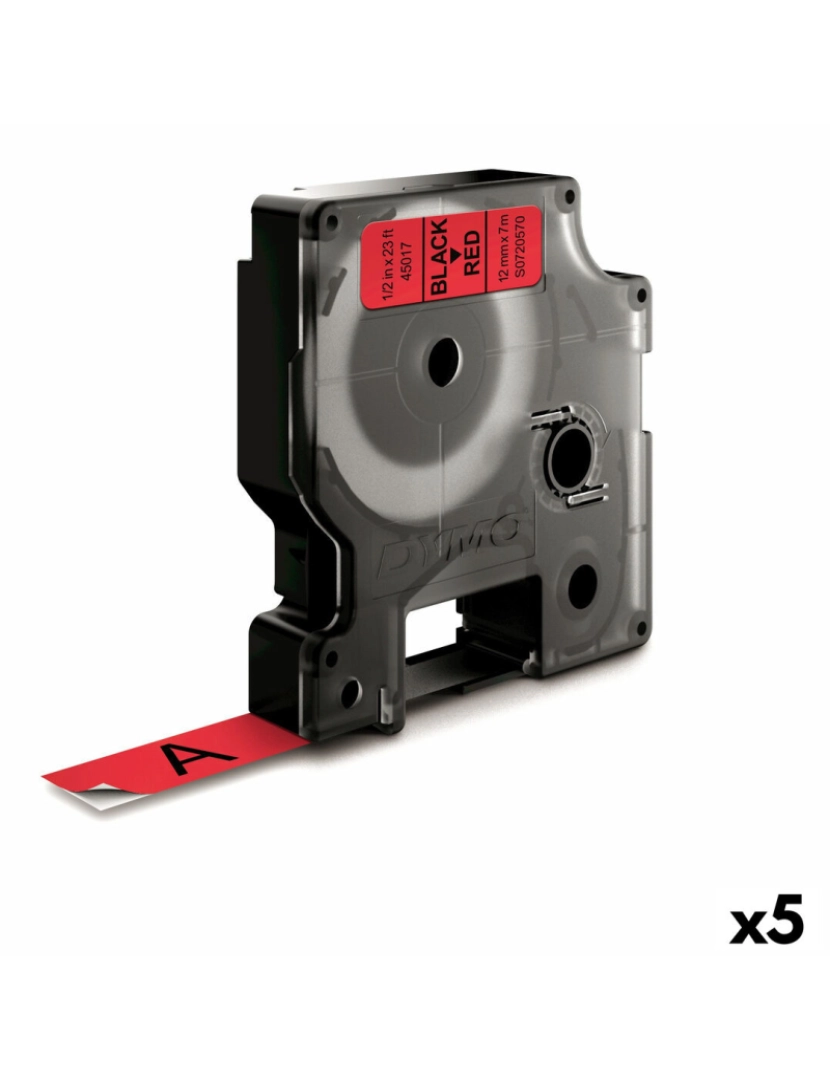 Dymo - Cinta laminada para máquinas rotuladoras Dymo D1 45017 12 mm LabelManager™ Vermelho Preto (5 Unidades)