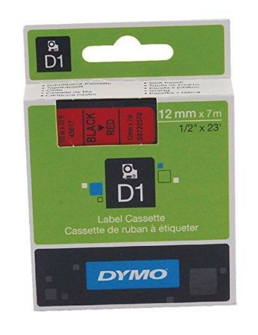 imagem de Cinta laminada para máquinas rotuladoras Dymo D1 45017 12 mm LabelManager™ Vermelho Preto (5 Unidades)2