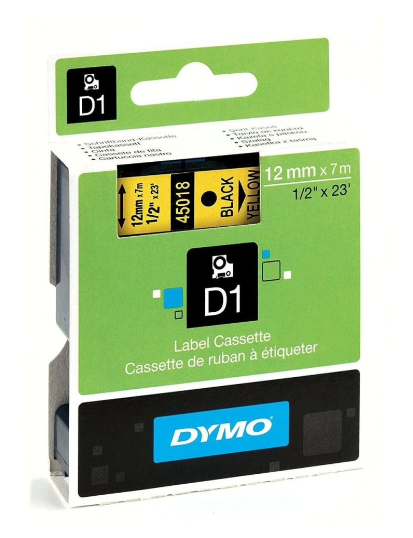 imagem de Cinta laminada para máquinas rotuladoras Dymo D1 45018 12 mm LabelManager™ Amarelo Preto (5 Unidades)2