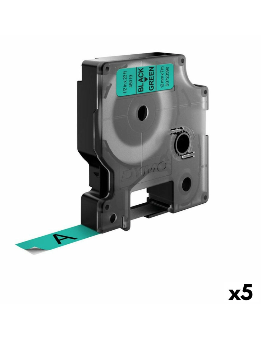 Dymo - Cinta laminada para máquinas rotuladoras Dymo D1 45019 12 mm LabelManager™ Verde Preto (5 Unidades)
