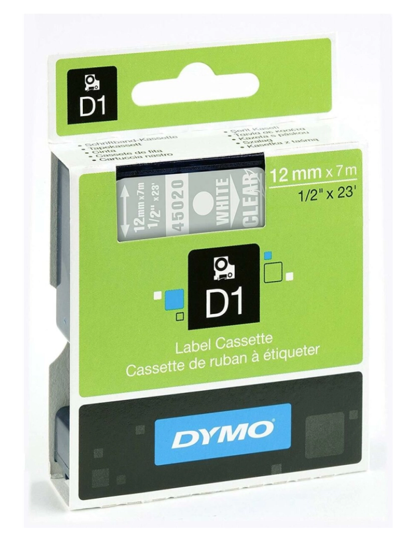 imagem de Cinta laminada para máquinas rotuladoras Dymo D1 45020 12 mm LabelManager™ Branco Transparente (5 Unidades)2