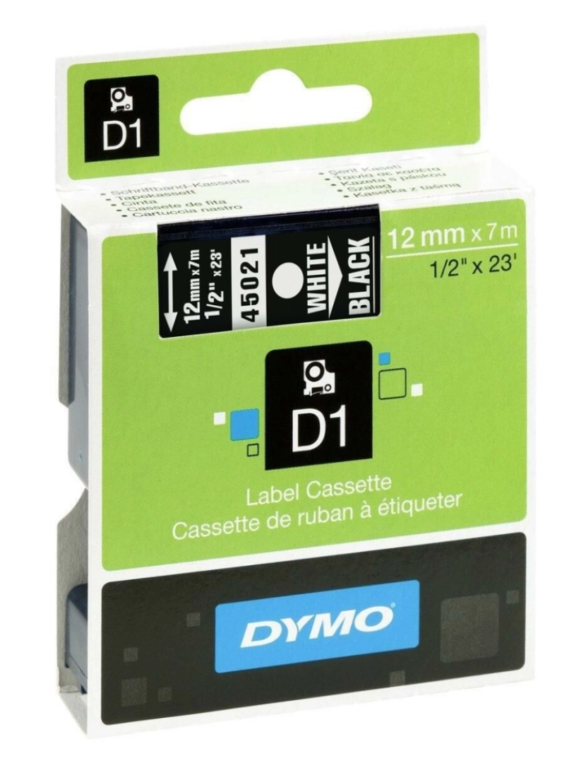 imagem de Cinta laminada para máquinas rotuladoras Dymo D1 45021 12 mm LabelManager™ Branco Preto (5 Unidades)2