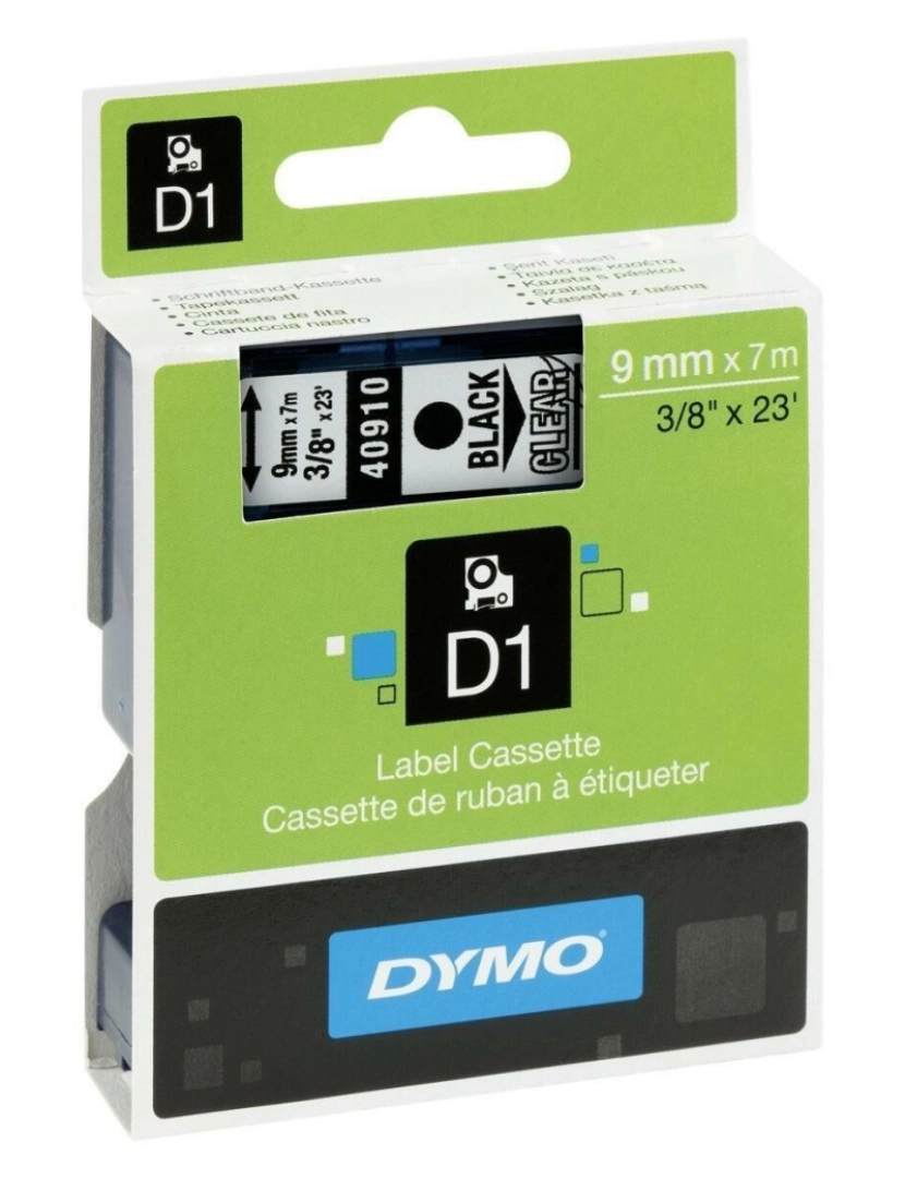 imagem de Cinta laminada para máquinas rotuladoras Dymo D1 40910 9 mm LabelManager™ Transparente Preto (5 Unidades)2