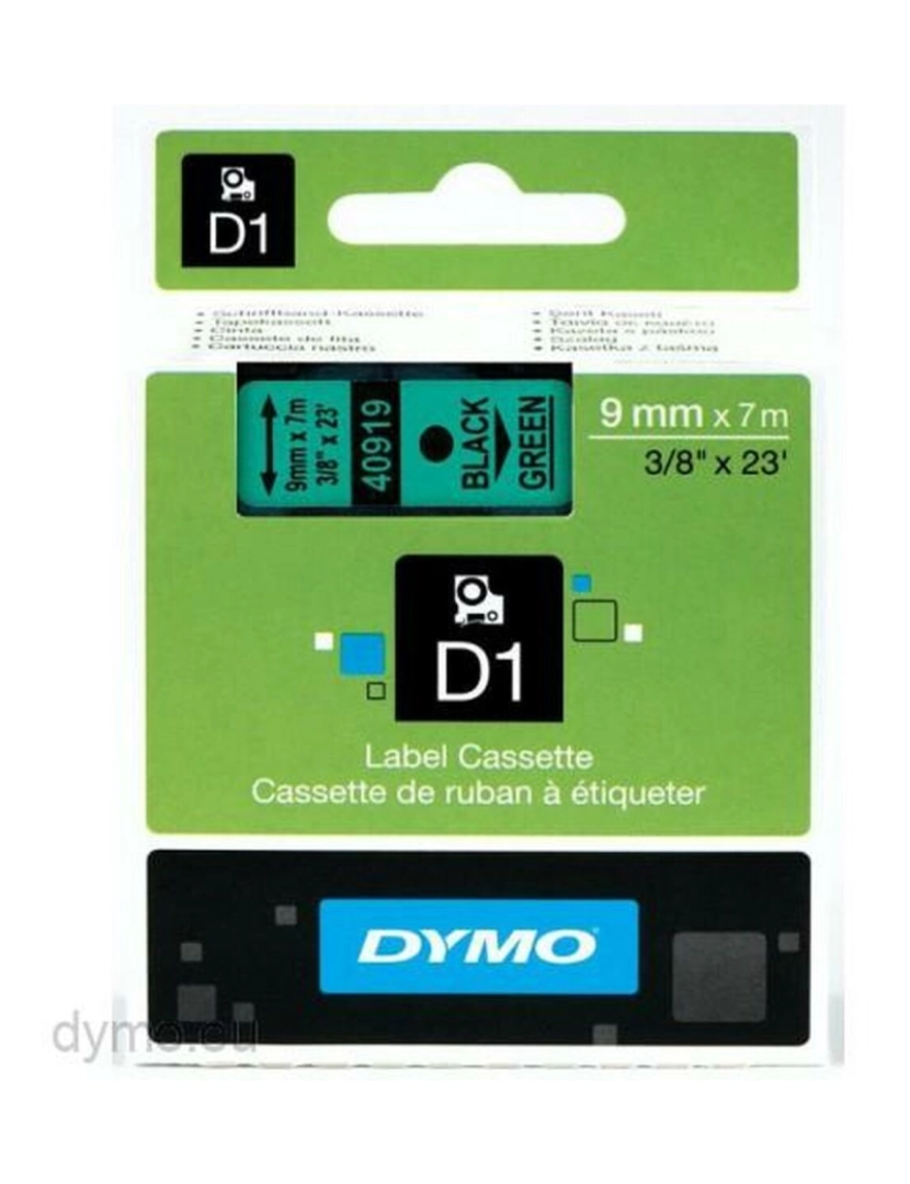 imagem de Cinta laminada para máquinas rotuladoras Dymo D1 40919 9 mm LabelManager™ Preto Verde (5 Unidades)2