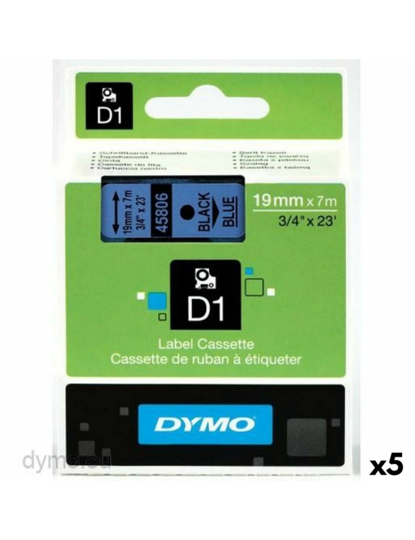 Dymo - Cinta laminada para máquinas rotuladoras Dymo D1 45806 LabelManager™ Preto Azul (5 Unidades)