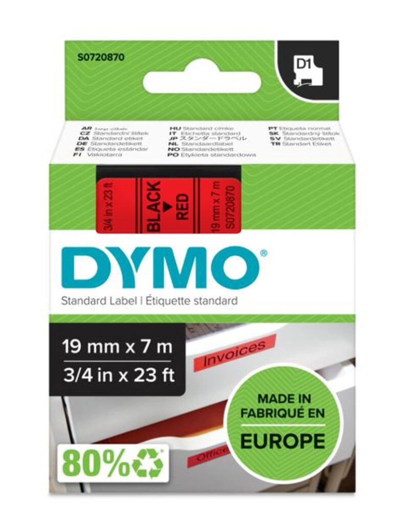 imagem de Cinta laminada para máquinas rotuladoras Dymo D1 45807 LabelManager™ Preto Vermelho (5 Unidades)3