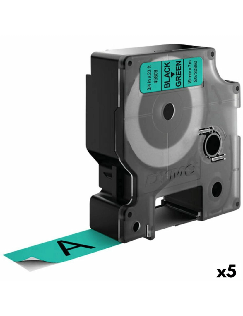Dymo - Cinta laminada para máquinas rotuladoras Dymo D1 45809 LabelManager™ Preto Verde (5 Unidades)