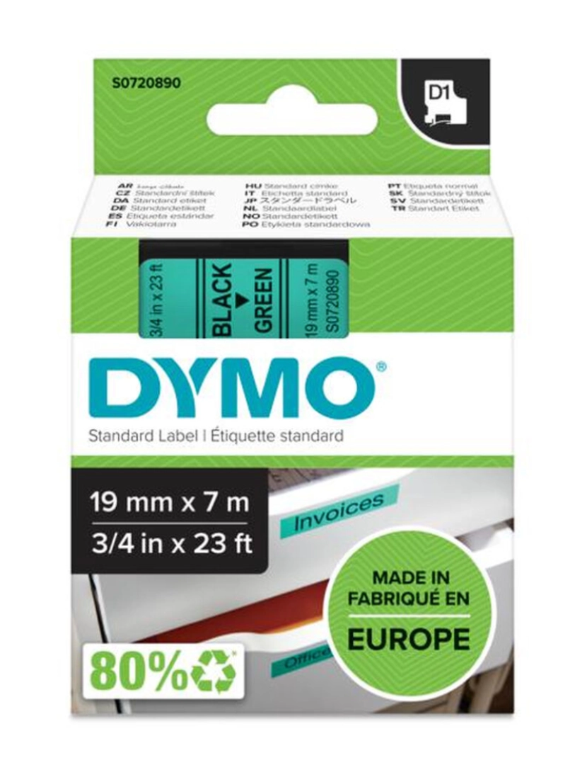 imagem de Cinta laminada para máquinas rotuladoras Dymo D1 45809 LabelManager™ Preto Verde (5 Unidades)3