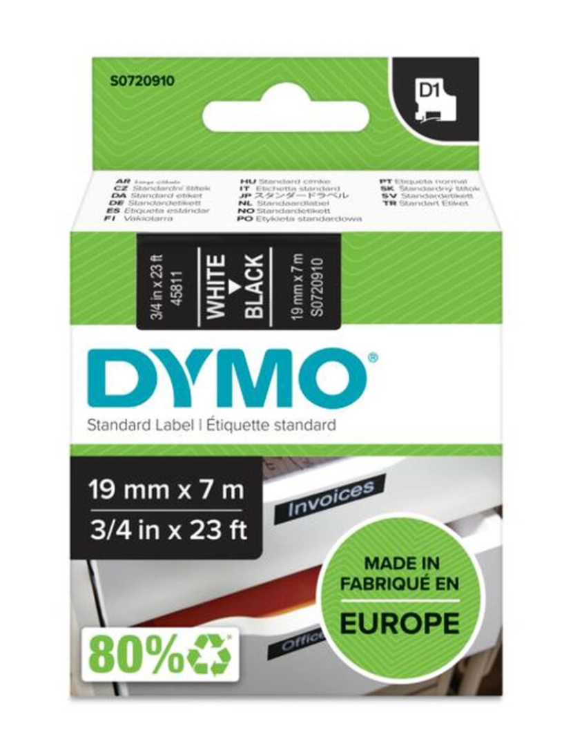 imagem de Cinta laminada para máquinas rotuladoras Dymo D1 45811 LabelManager™ Branco Preto (5 Unidades)3