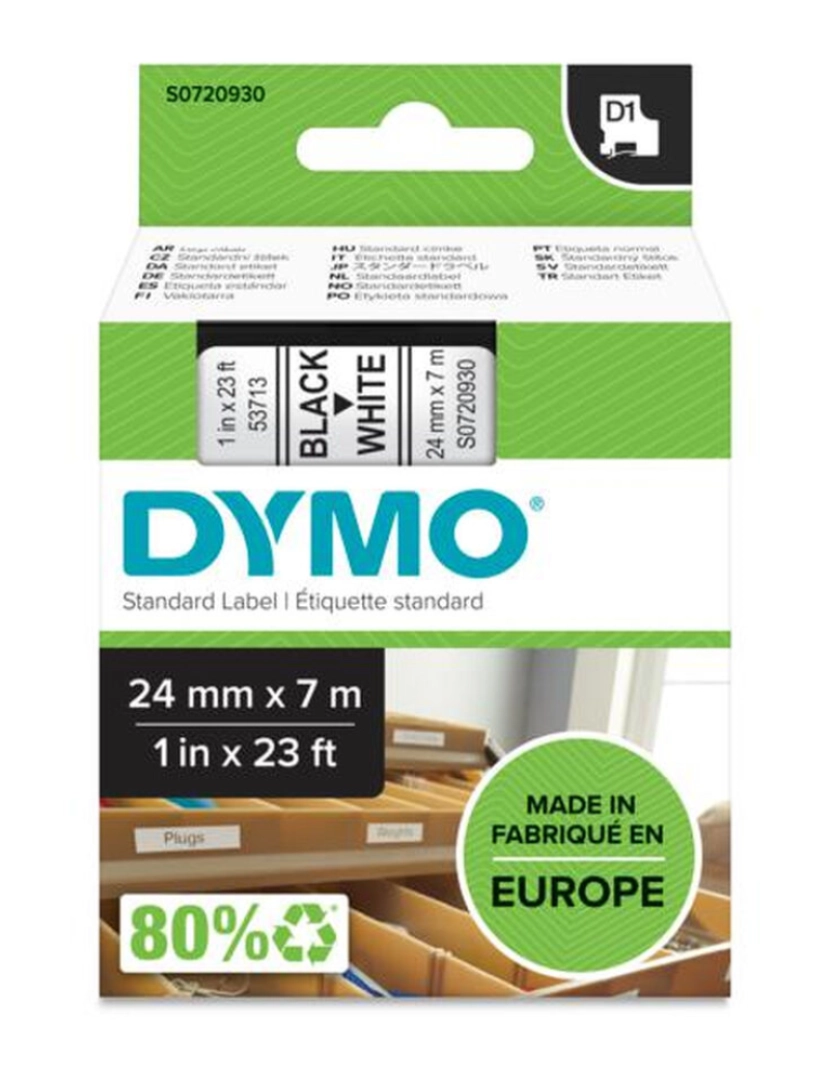 imagem de Cinta laminada para máquinas rotuladoras Dymo D1 53713 24 mm LabelManager™ Branco Preto (5 Unidades)3