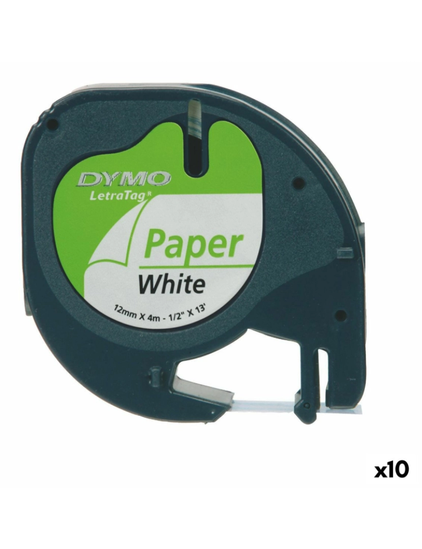 Dymo - Cinta laminada para máquinas rotuladoras Dymo 91200 12 mm LetraTag® Branco Preto (10 Unidades)