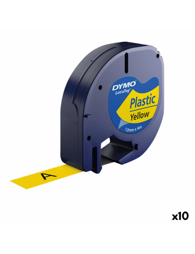 Dymo - Cinta laminada para máquinas rotuladoras Dymo 91202 12 mm LetraTag® Preto Amarelo (10 Unidades)