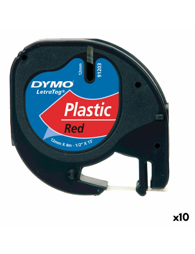 imagem de Cinta laminada para máquinas rotuladoras Dymo 91203 12 mm LetraTag® Preto Vermelho (10 Unidades)1