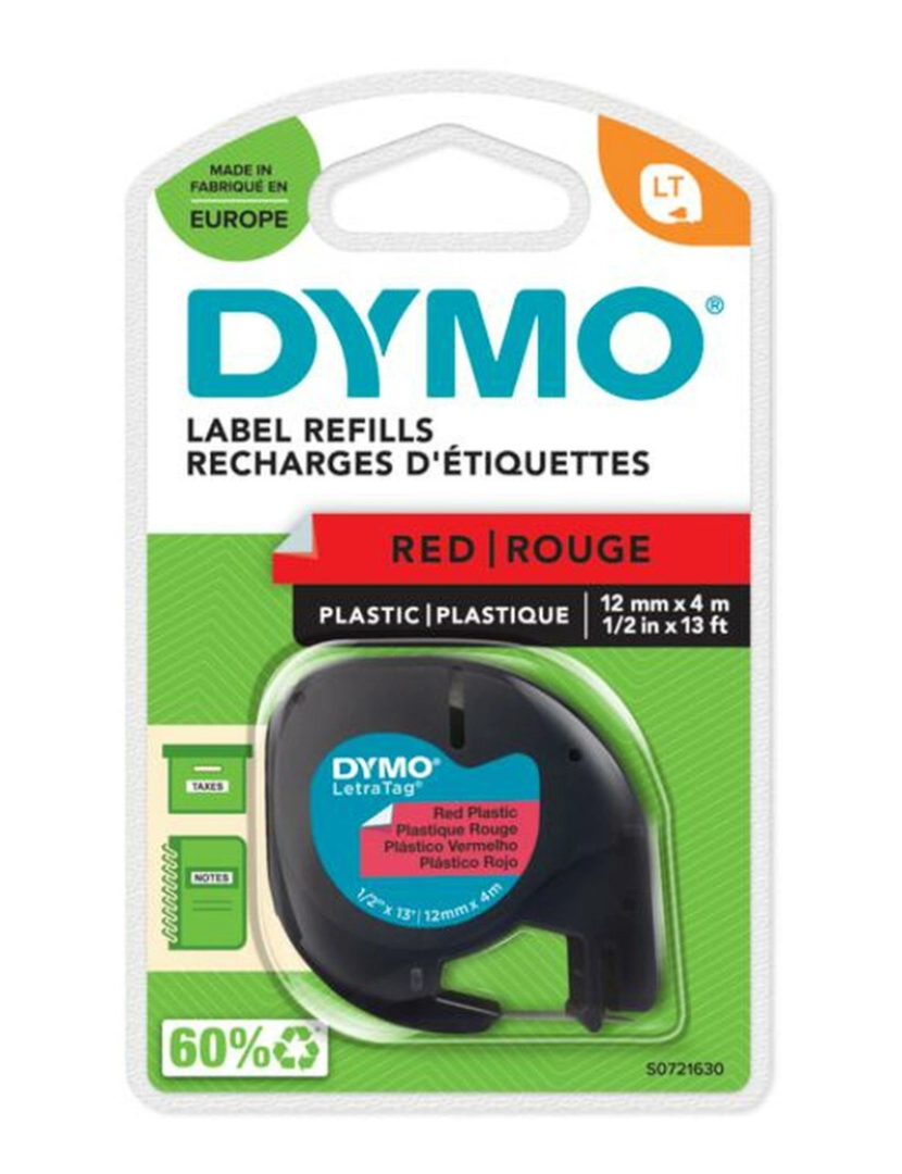imagem de Cinta laminada para máquinas rotuladoras Dymo 91203 12 mm LetraTag® Preto Vermelho (10 Unidades)3