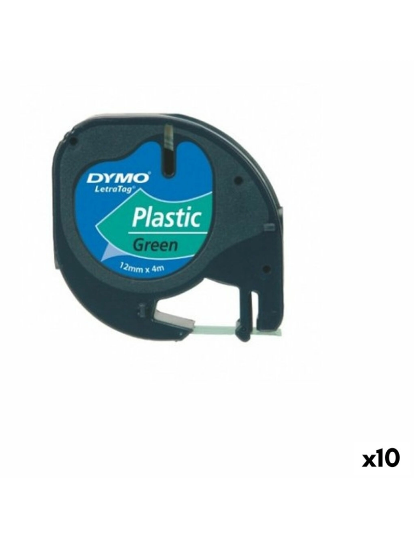 Dymo - Cinta laminada para máquinas rotuladoras Dymo 91204 12 mm LetraTag® Preto Verde (10 Unidades)