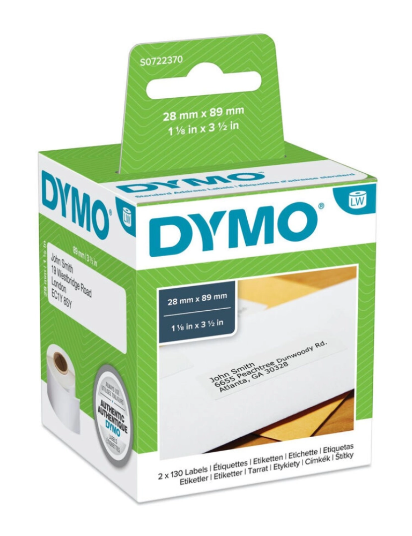 imagem de Rolo de Etiquetas Dymo 99010 28 x 89 mm LabelWriter™ Branco Preto (6 Unidades)2