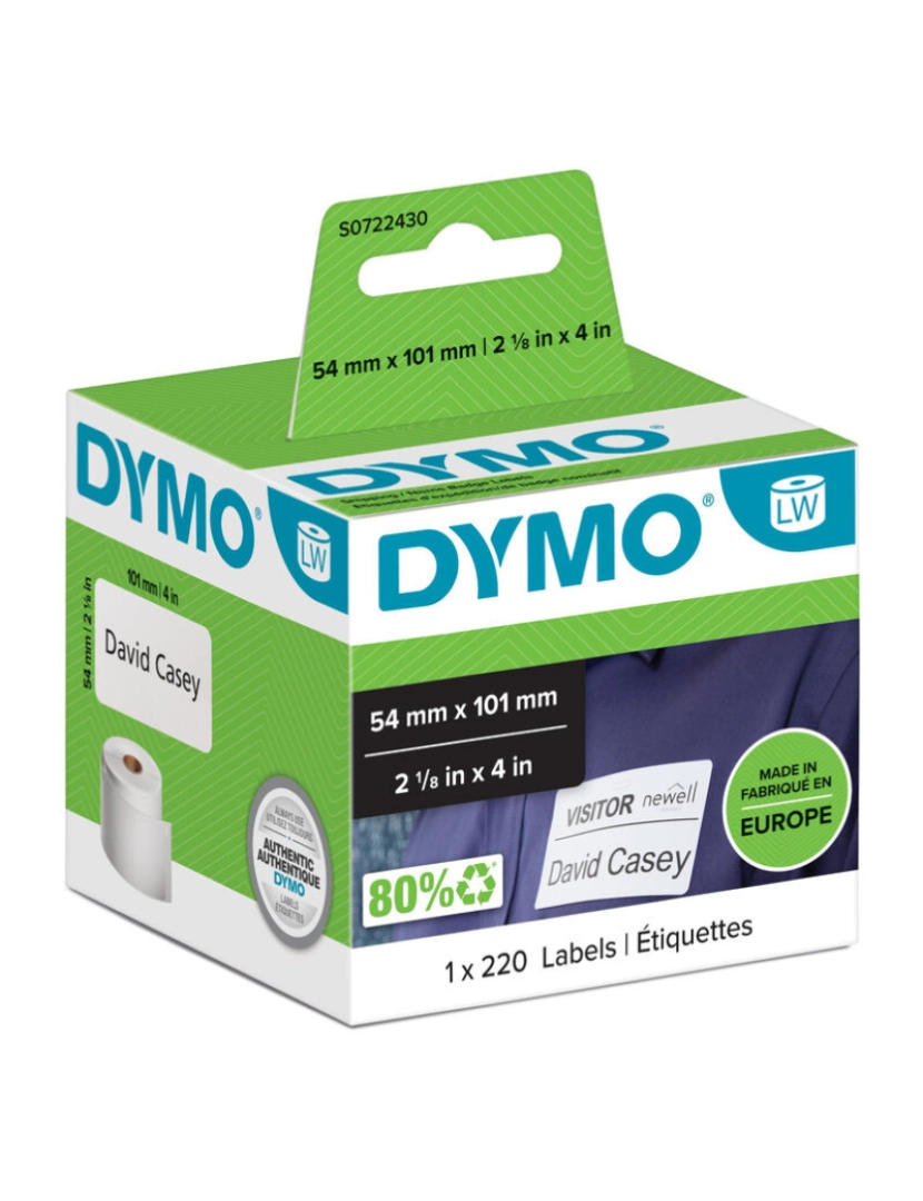 imagem de Rolo de Etiquetas Dymo 99014 54 x 101 mm LabelWriter™ Branco Preto (6 Unidades)2