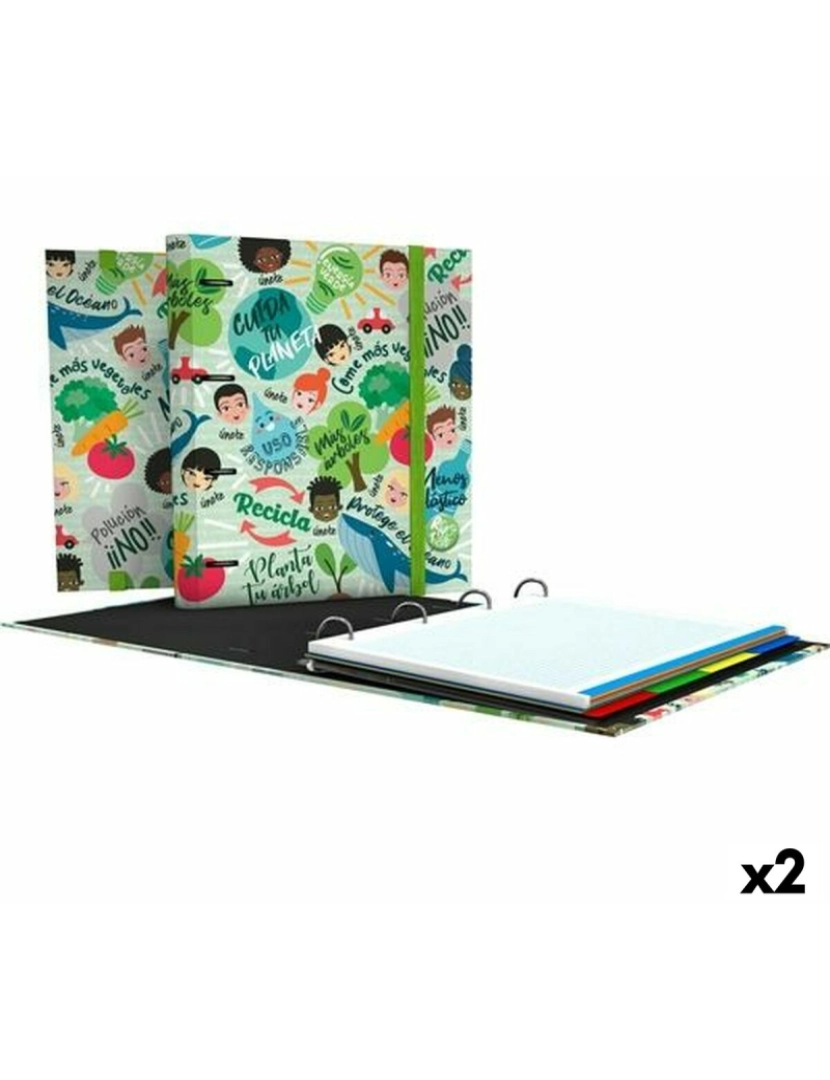 imagem de Pasta com argolas Grafoplas Carpebook Revolution Green Verde A4 (2 Unidades)1