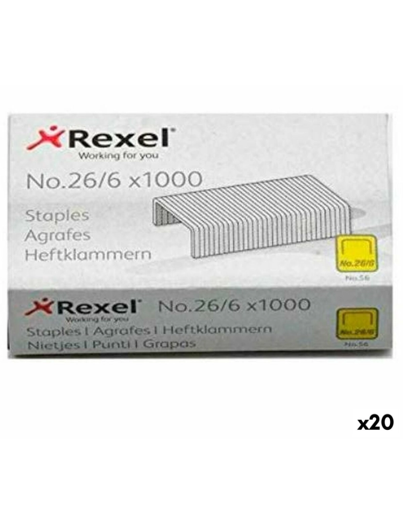 Rexel - Grampos Rexel 1000 Peças 26/6 (20 Unidades)