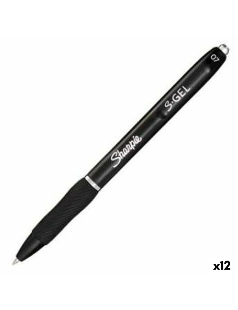 Sharpie - Esferográfica de gel Sharpie S-Gel Retrátil Preto 0,7 mm (12 Unidades)