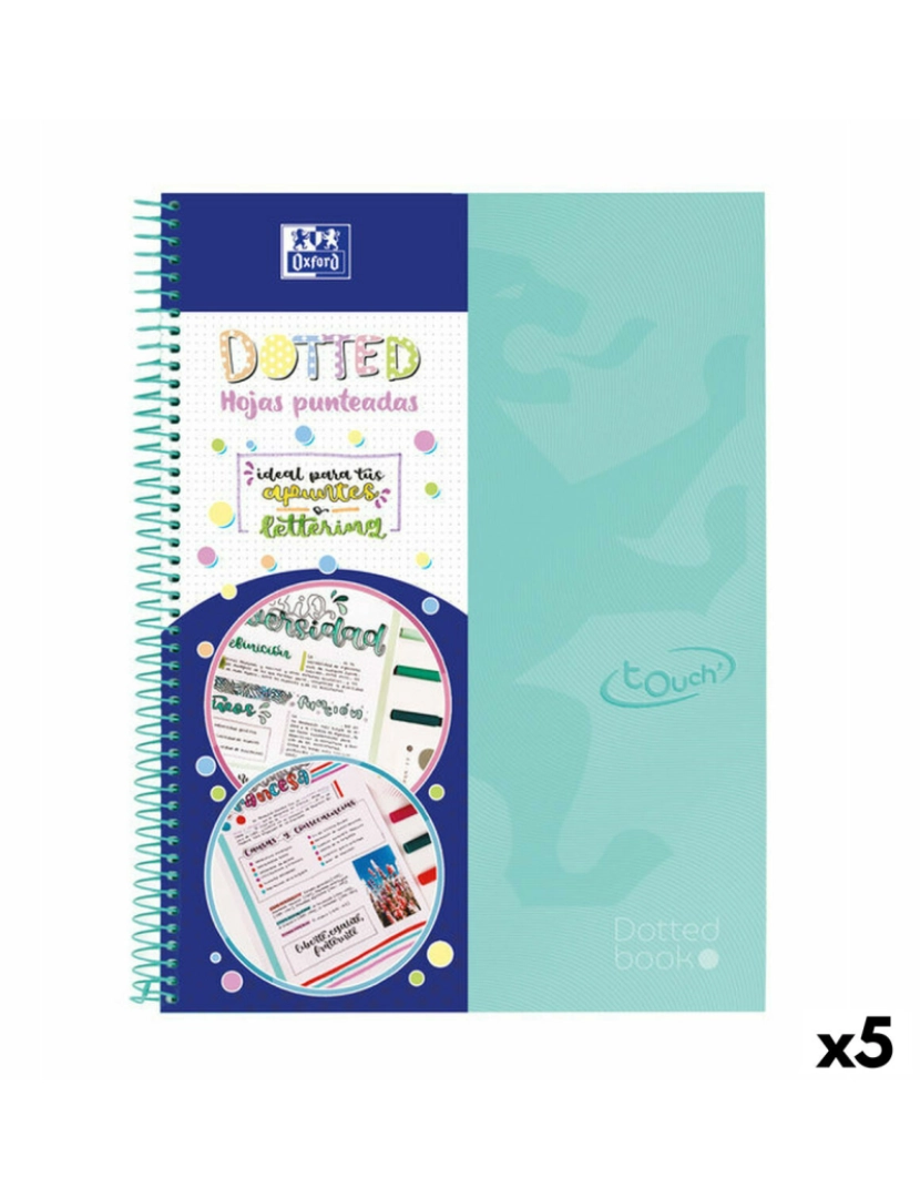 Oxford - Caderno Oxford Europeanbook 0 School Touch Pontos Menta A4 80 Folhas (5 Unidades)