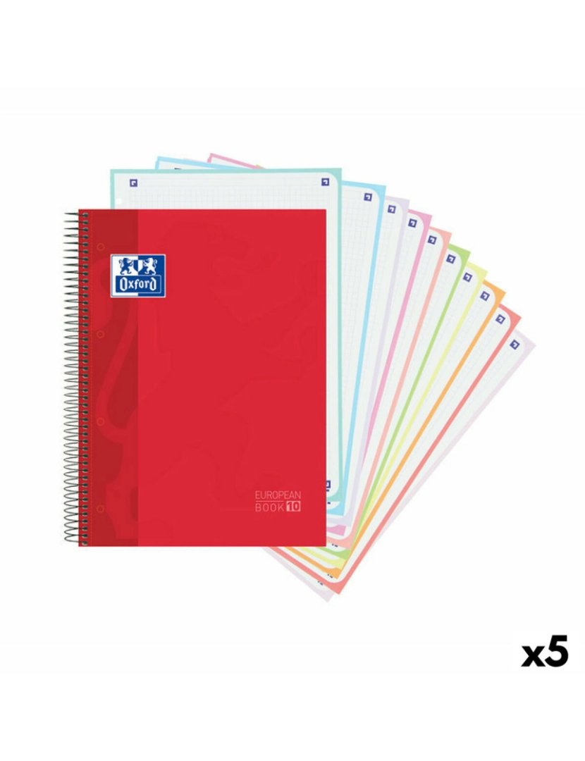 Oxford - Caderno Oxford Europeanbook 10 School Classic Vermelho A4 150 Folhas (5 Unidades)