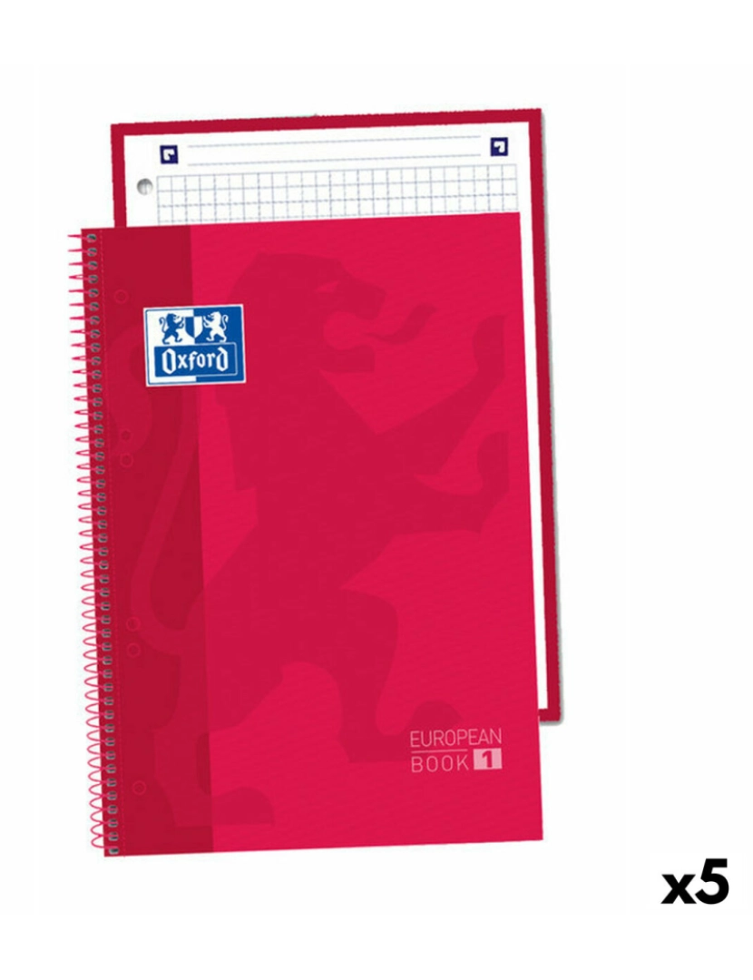 Oxford - Caderno Oxford Europeanbook 1 Vermelho A5 80 Folhas (5 Unidades)