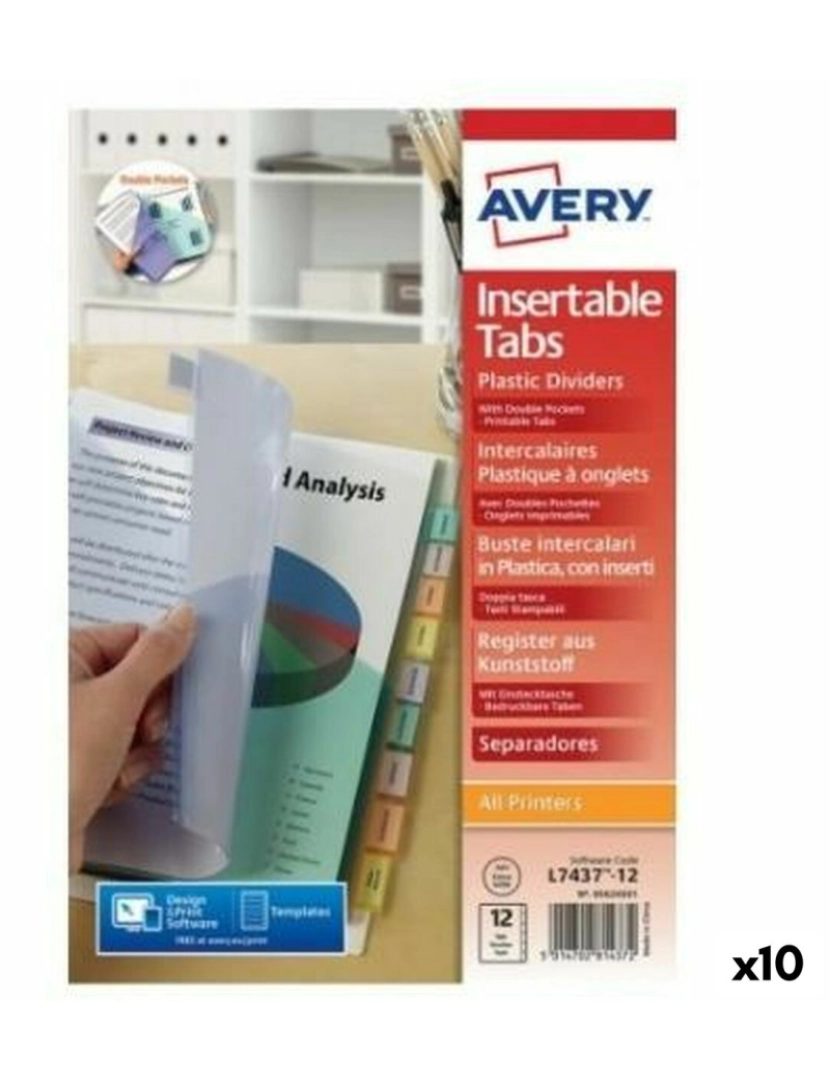 Avery - Espaçadores Avery Transparente 12 Folhas (10 Unidades)