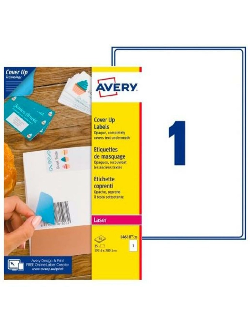 imagem de Etiquetas para Impressora Avery L4610 Branco 25 Folhas 199,6 x 289,1 mm (5 Unidades)2