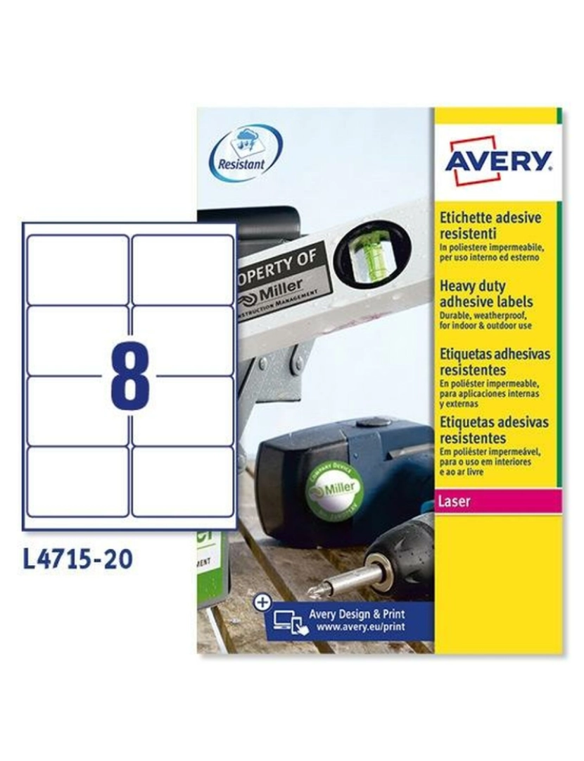 imagem de Etiquetas para Impressora Avery L4515 Branco 20 Folhas 99,1 x 67,7 mm (5 Unidades)2