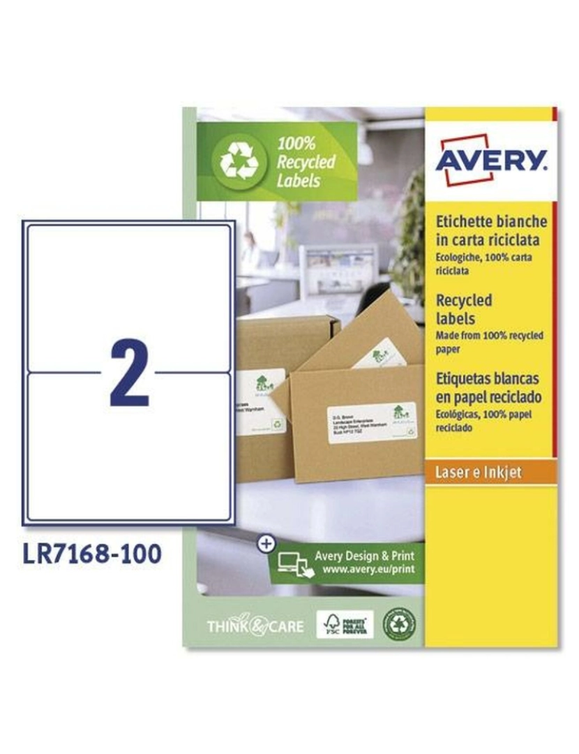 imagem de Etiquetas para Impressora Avery LR7168 Branco 100 Folhas 199,6 x 143,5 mm (5 Unidades)2