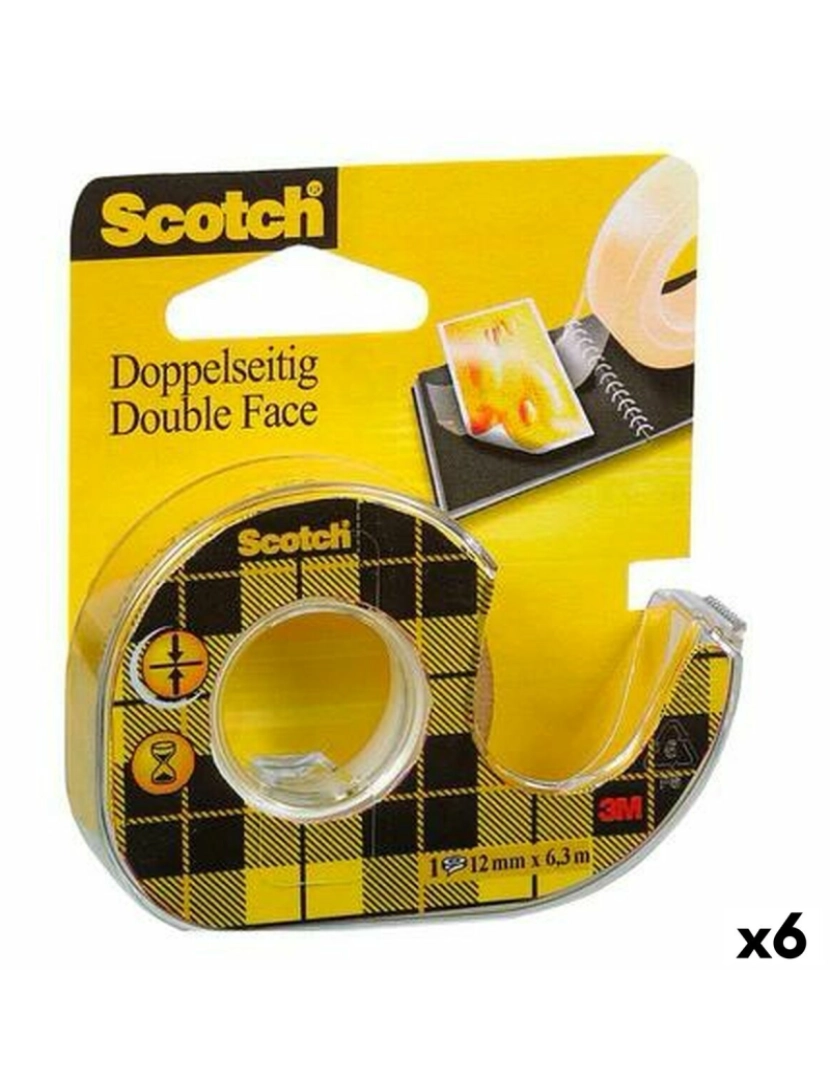 Scotch - Fita de Dupla Face Scotch 12 mm x 6 m (6 Unidades)
